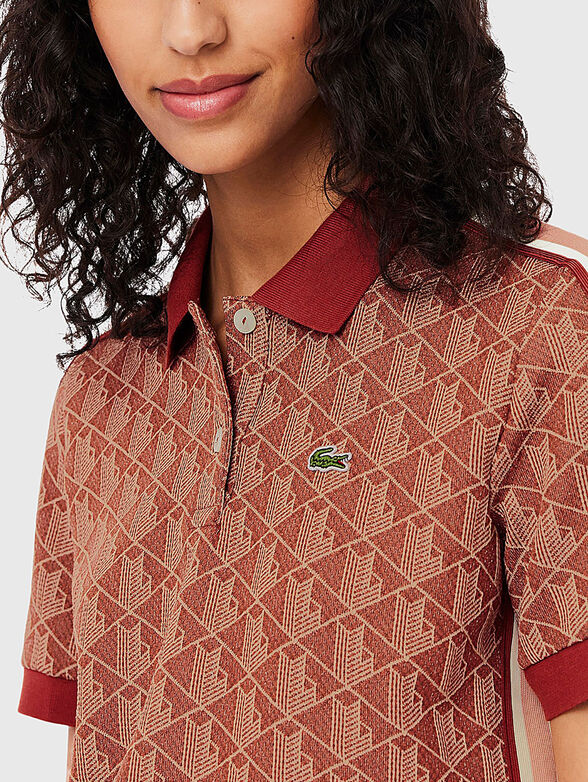 Dark blue polo shirt with monogram print - 4