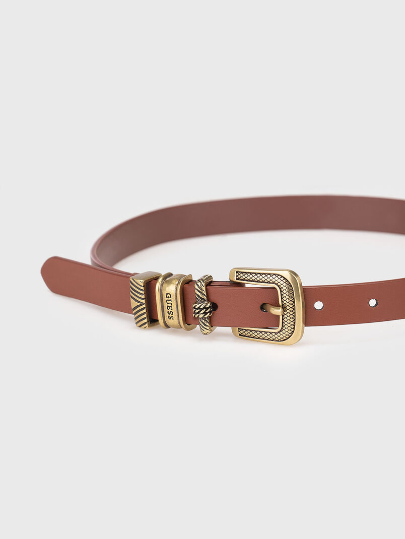 Eco leather belt with silver buckle - 3