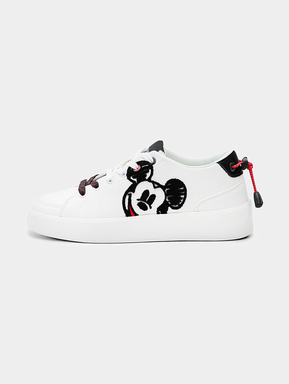 White sports shoes with Mickey Mouse accent - 1