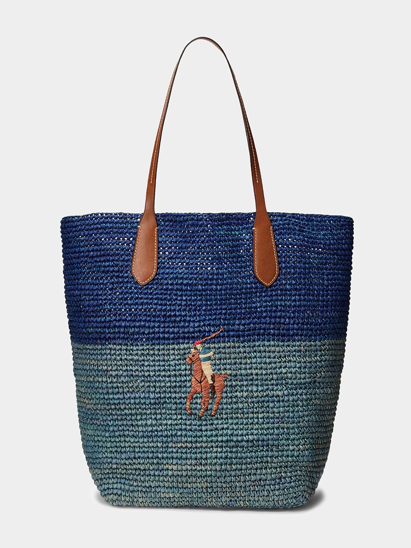 Tote bag with raffia texture and logo detail brand POLO RALPH LAUREN Globalbrandsstore en