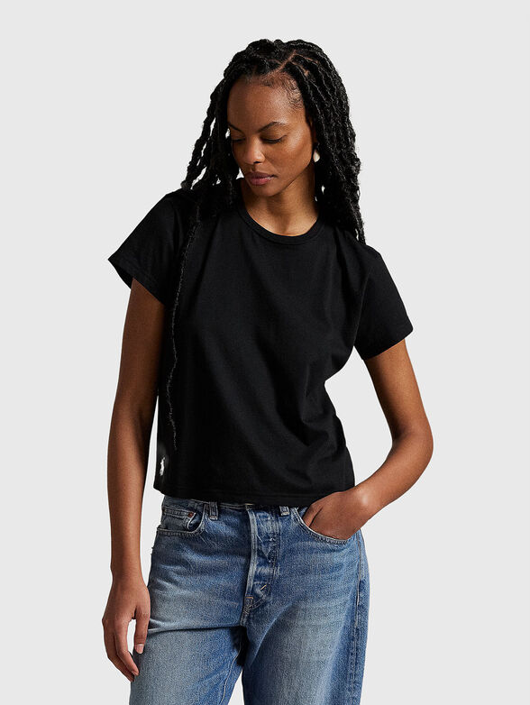 Black T-shirt with embroidered logo - 1