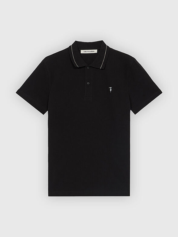 Cotton polo shirt with accent collar - 1
