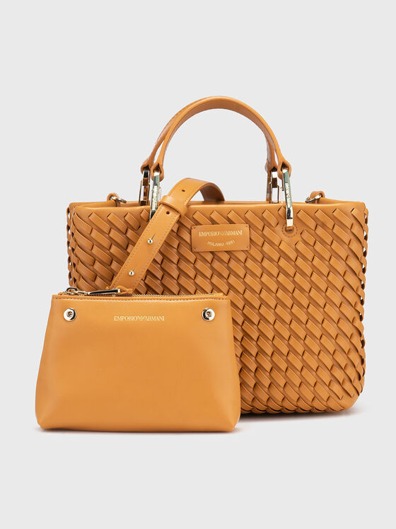 Leather bag with knitted effect and a tote - 1