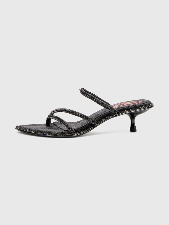 D-HAVANNA KITTIE heeled mules in rhinestones denim - 4