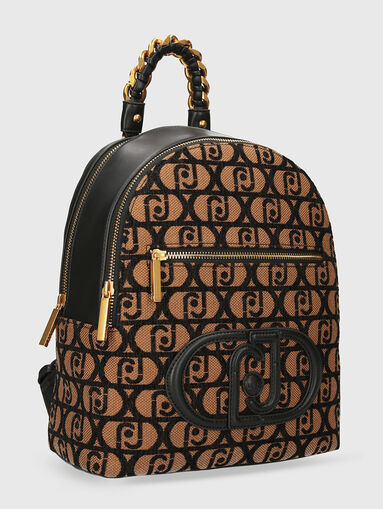 Black backpack with monogram print  - 4