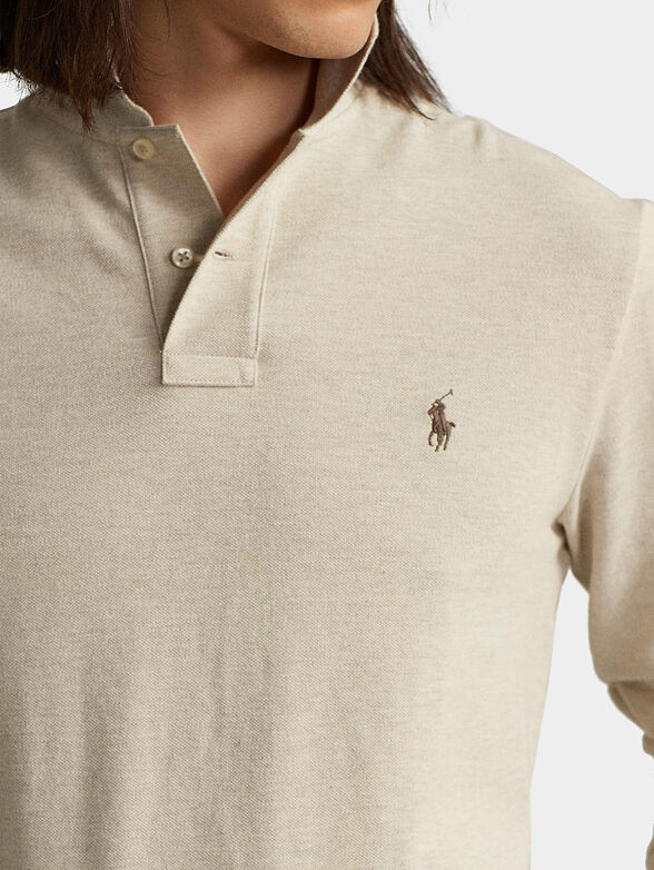 Cotton Polo-shirt with long sleeves - 3