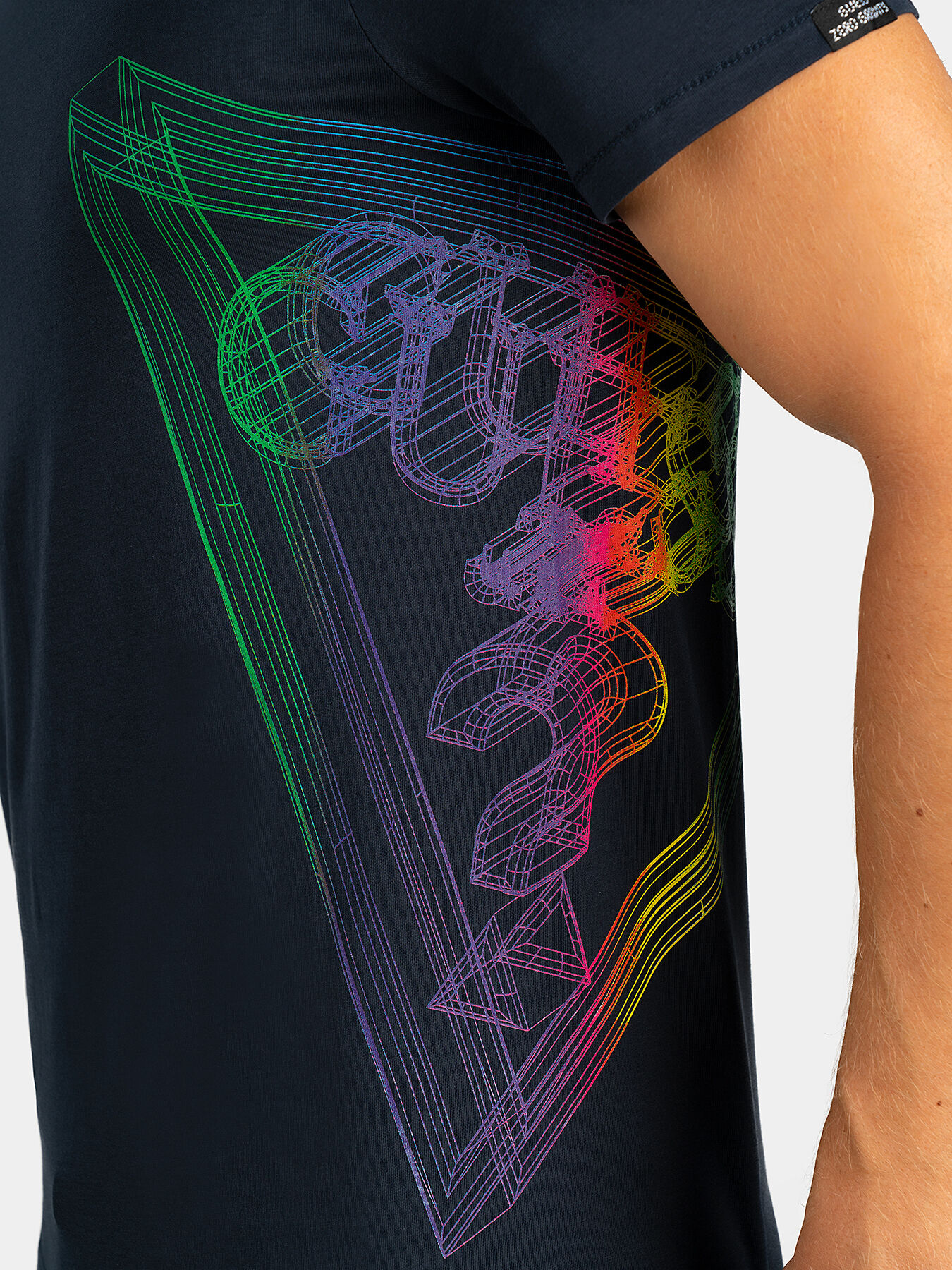 Black cotton t shirt with 3D logo print brand GUESS Globalbrandsstore en