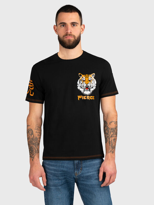 Black t-shirt with tiger prints  - 0