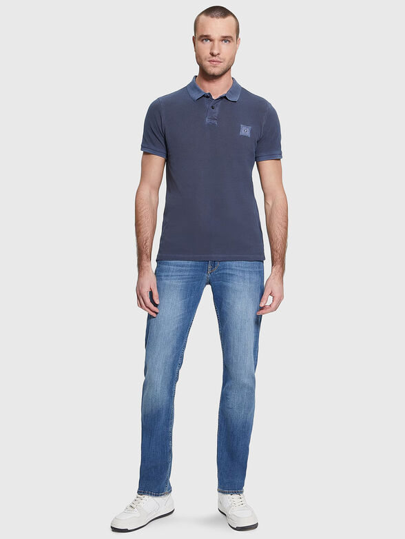 Blue polo-shirt with logo accent - 2