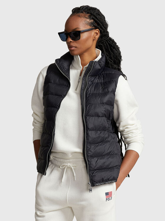 Black padded vest with quilted effect - 1