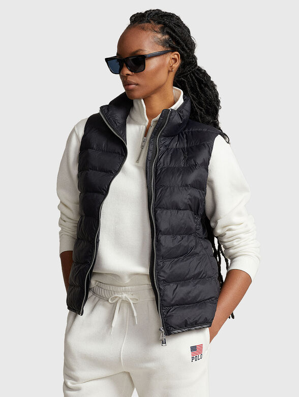 Black padded vest with quilted effect - 1