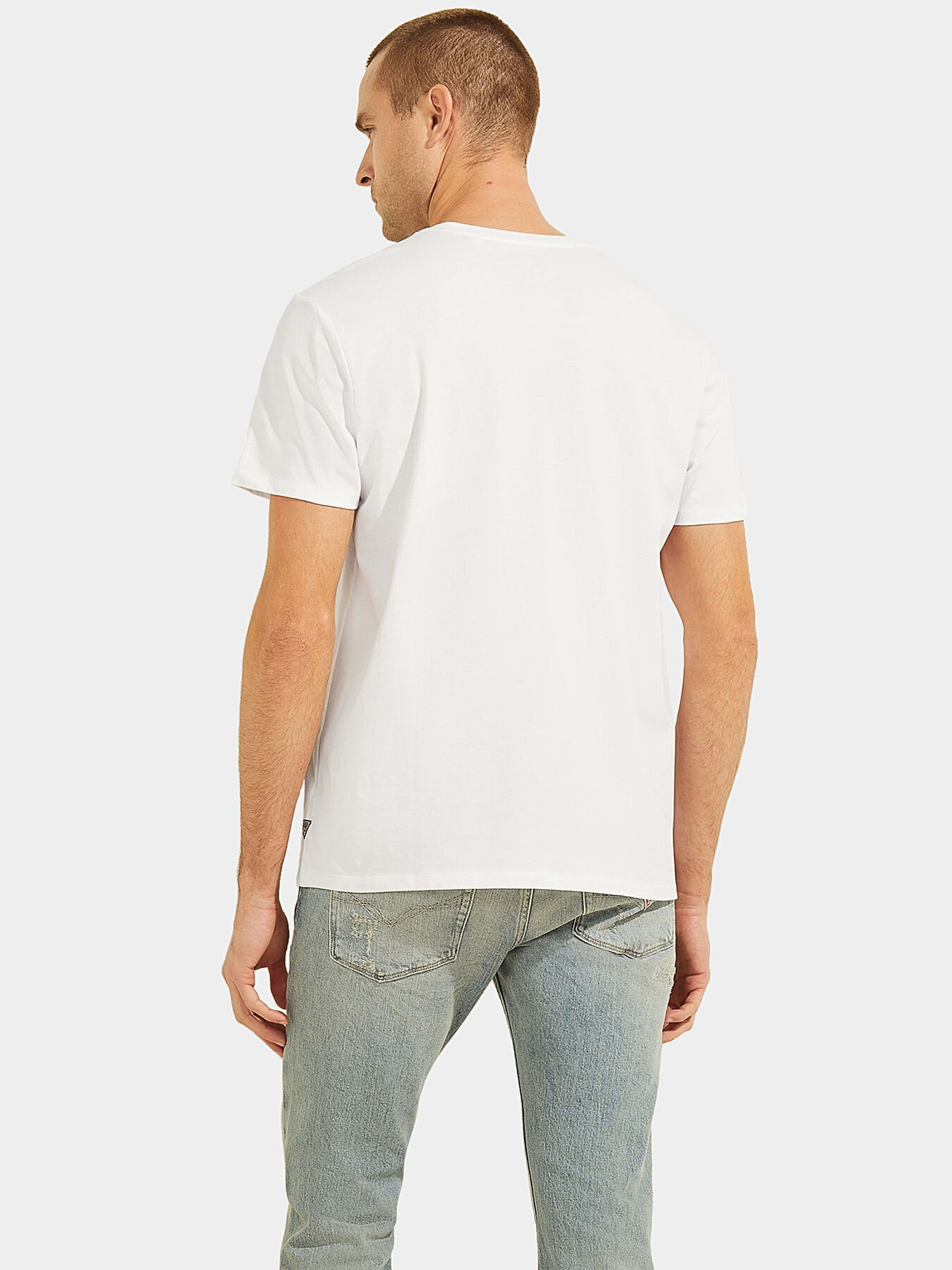Cotton T-shirt with barcode logo print brand GUESS