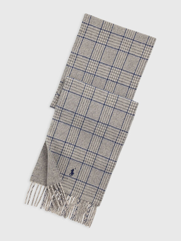 Checkered gray scarf with logo - 1