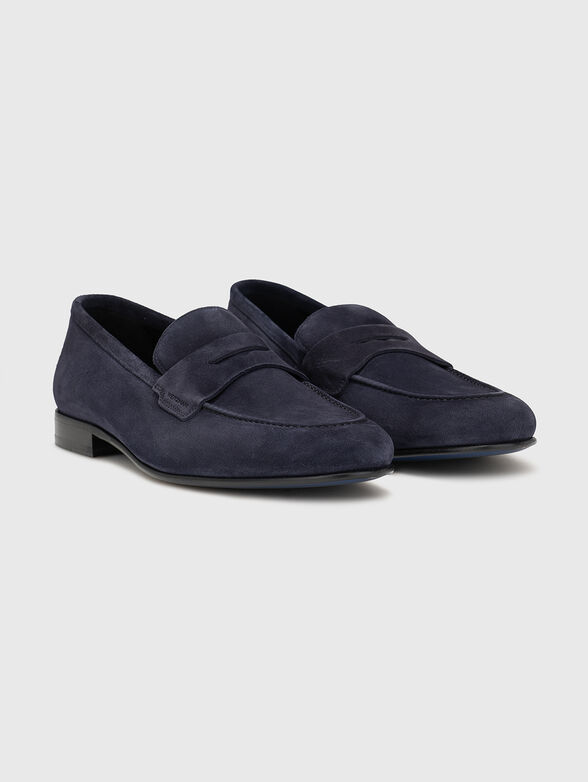Dark blue suede loafers - 2