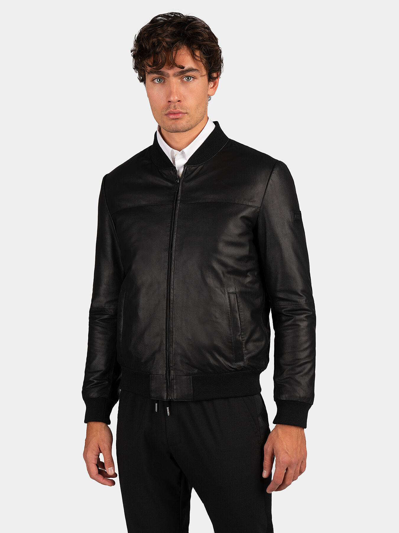 Leather jacket with logo detail brand Karl Lagerfeld Globalbrandsstore en