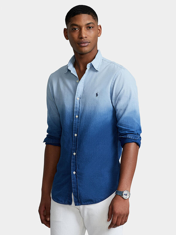 Cotton shirt with ombre effect - 1