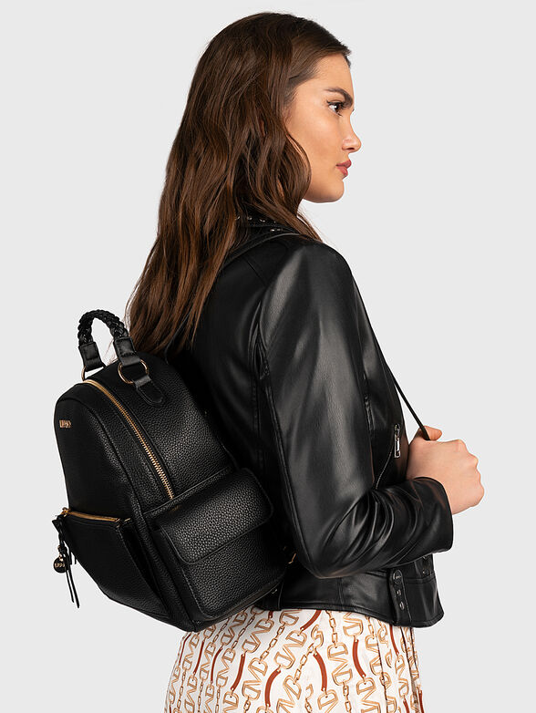 Black backpack with grainy texture - 2
