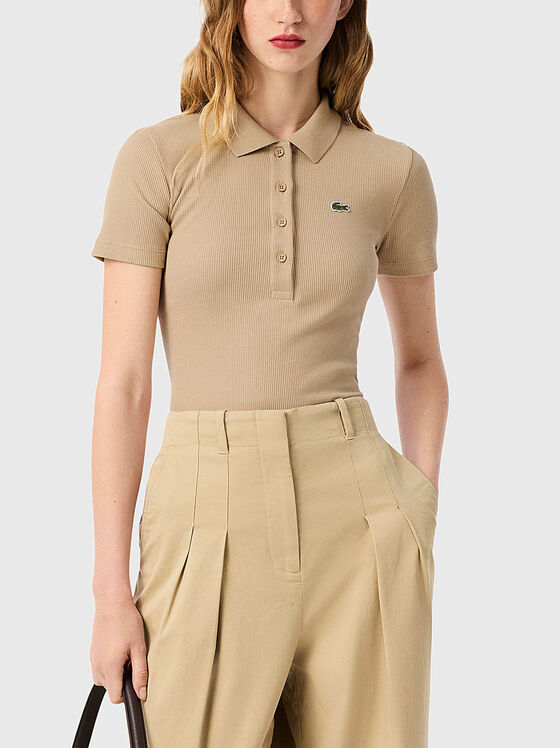 Short sleeve polo shirt in ecru - 1