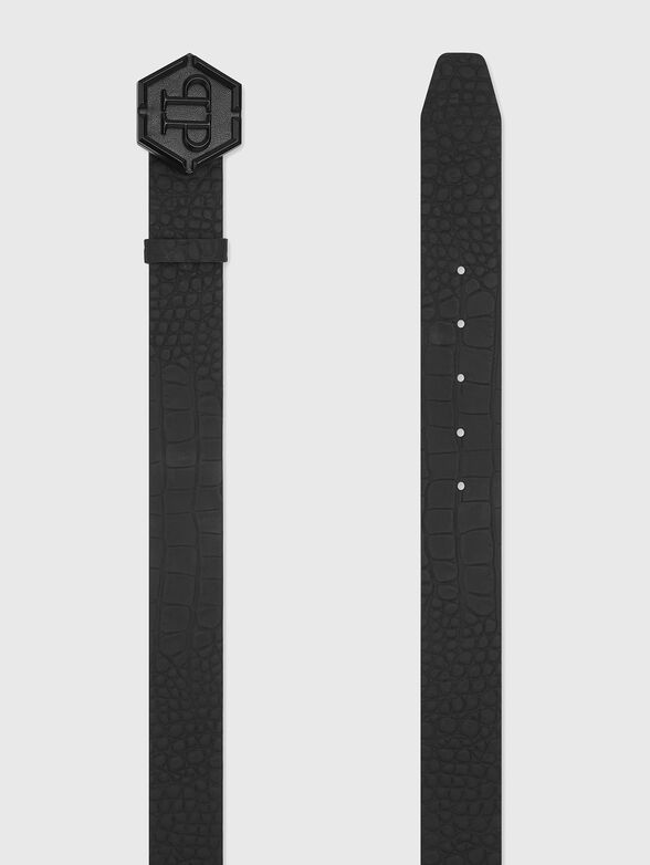 Leather belt with croc effect - 2