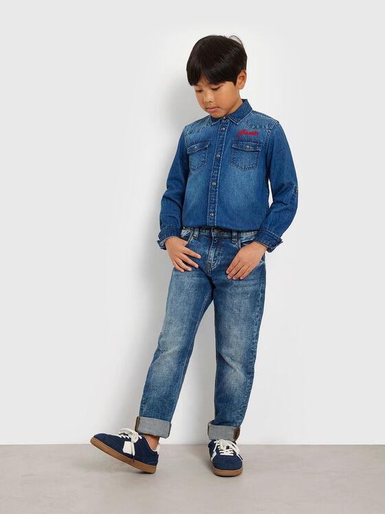 Denim shirt with logo embroidery - 1