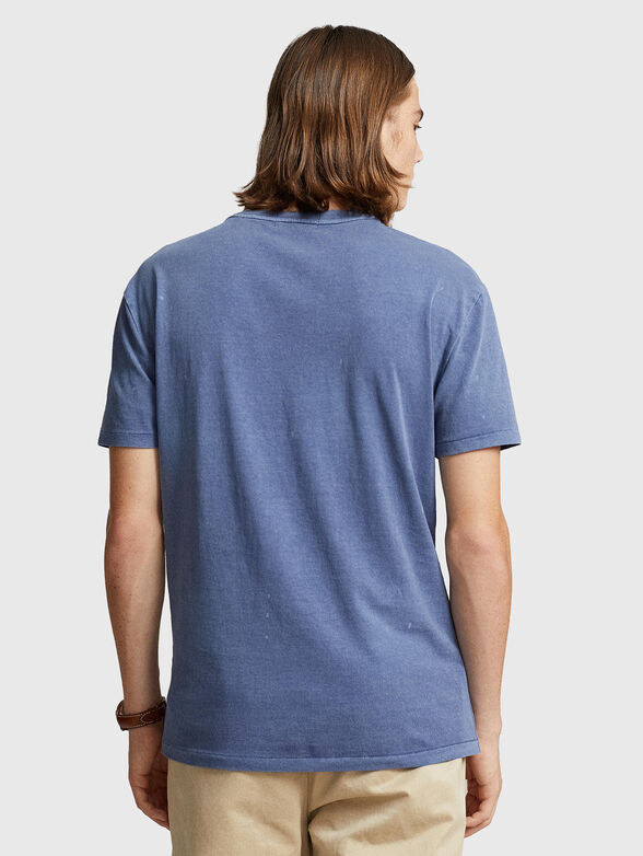Blue cotton T-shirt with pocket - 3