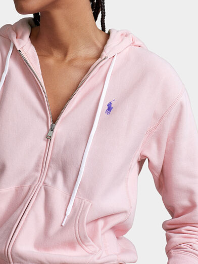 Sweatshirt with zip and hood in pale pink - 3