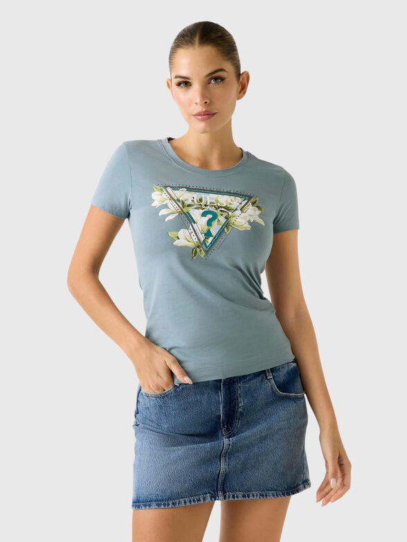 T-shirt with triangular logo and print - 1