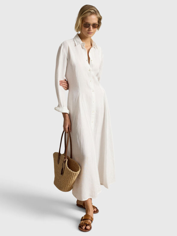 Linen shirt-style midi dress - 1