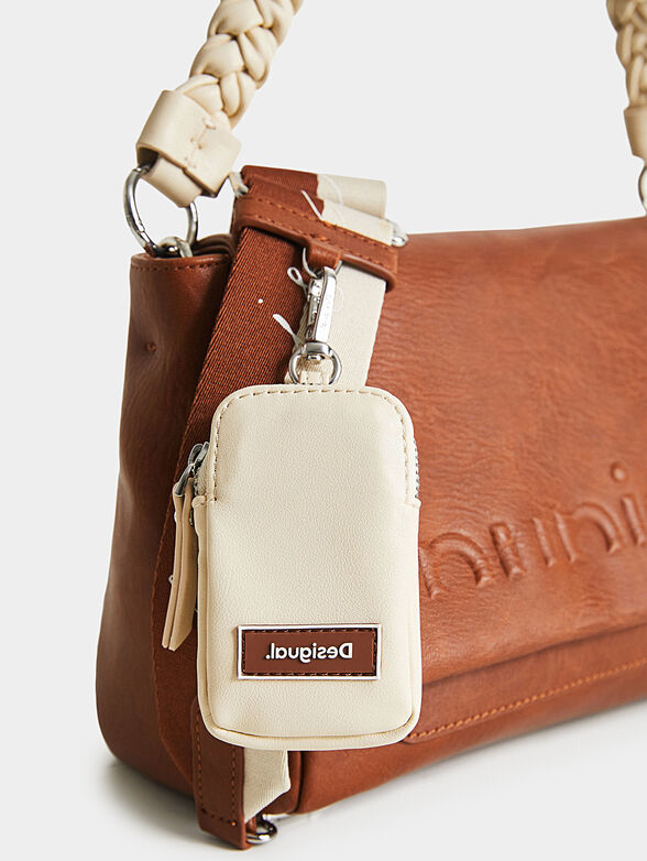 Brown shoulder bag with embossed logo - 4