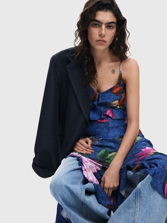 Dress with denim effect and floral accents - 5
