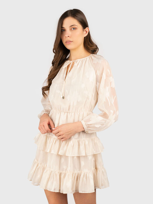 Midi dress with long sleeves and print