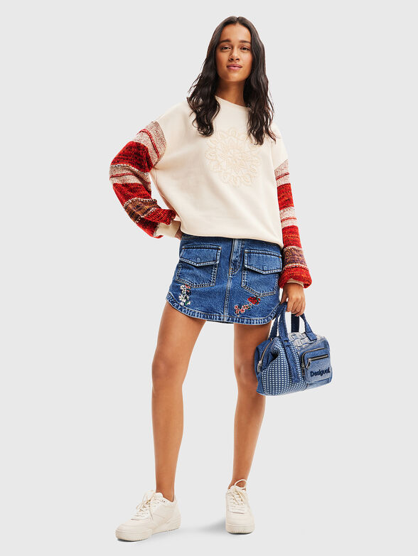 Sweatshirt with embroidery and knit sleeves - 2