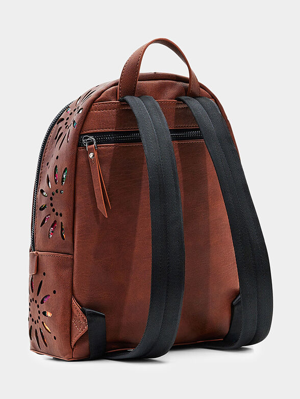 Brown backpack with laser perforations - 3