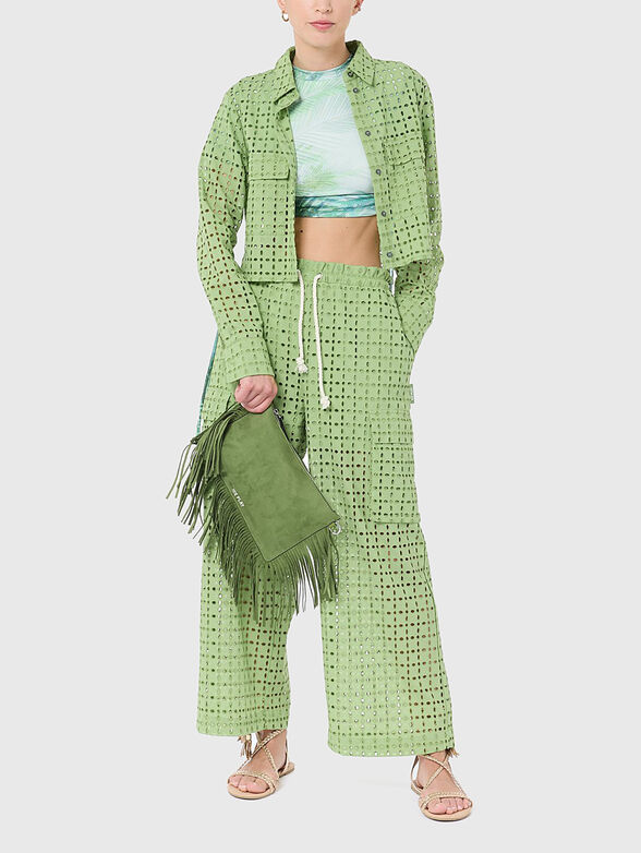 Perforated pants in green  - 3