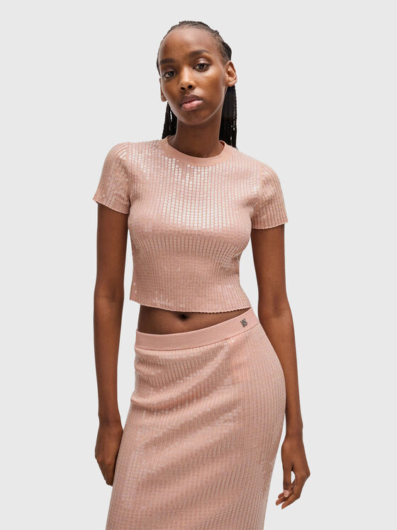 Рипсен пуловер с къс ръкав - 1