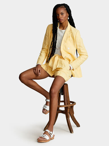 Yellow linen shorts - 5