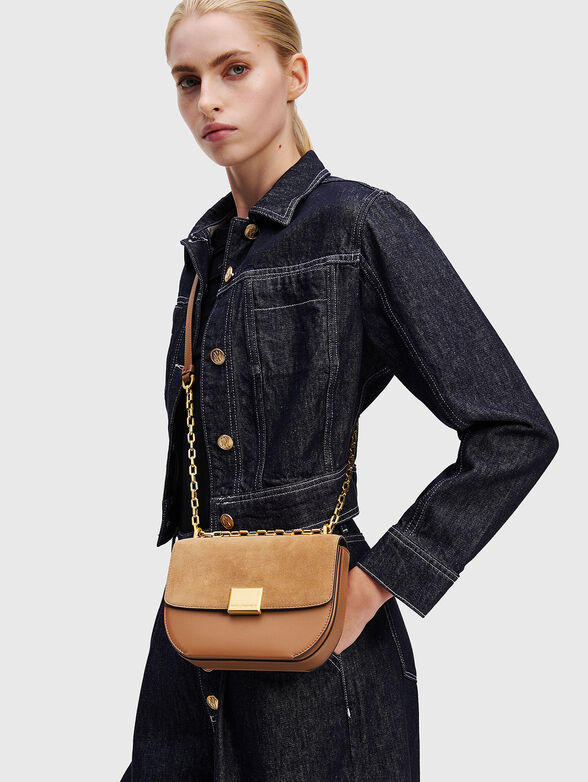 Crossbody bag in leather and suede with logo - 2