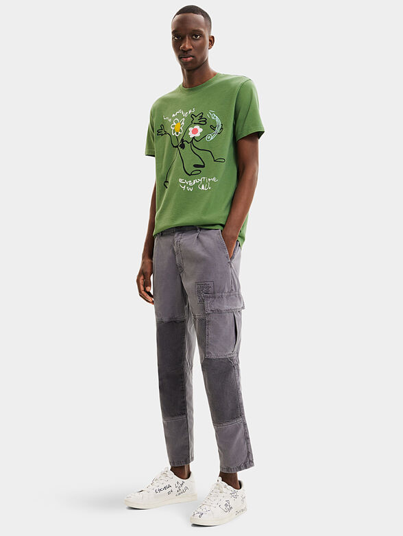 Green T-shirt with print - 2