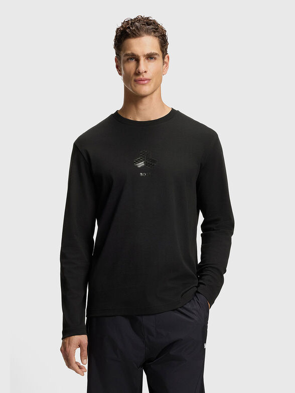 Blouse with crew neck and logo - 1