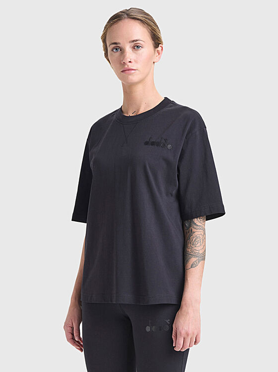 Black T-shirt with logo embroidery - 1