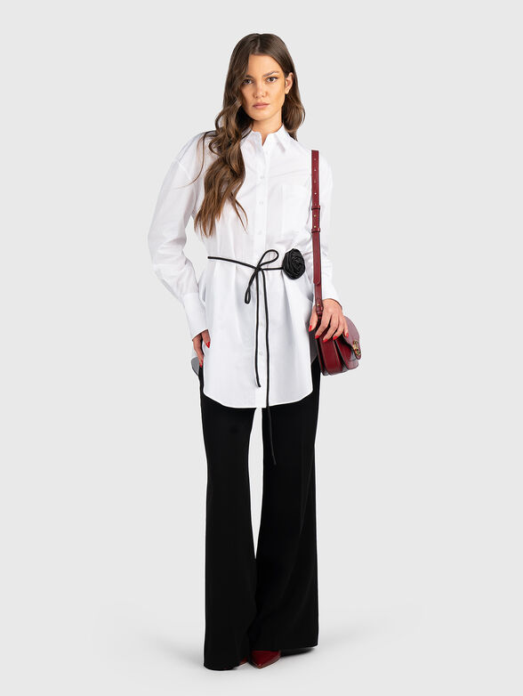 White long sleeved shirt with belt - 2