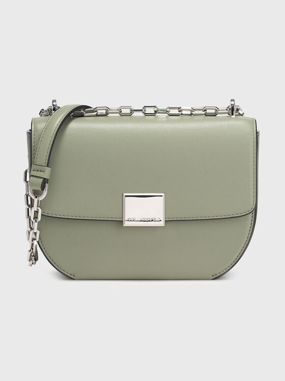 Кросбоди чанта от естествена кожа със сребристи детайли - 1