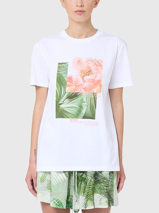 Printed T-shirt in white  - 1