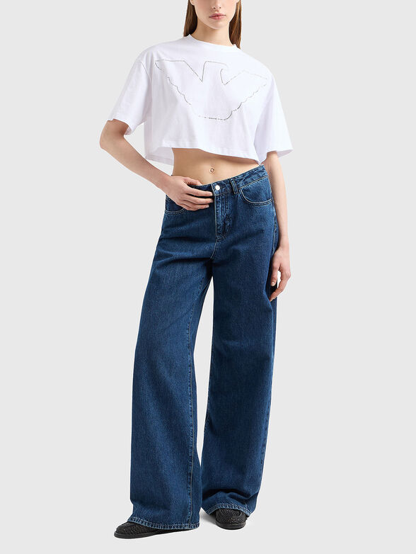 Cropped T-shirt with rhinestone - 2