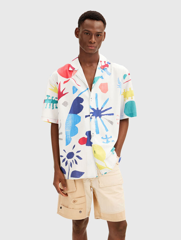 Short sleeve shirt with multicolour print - 1