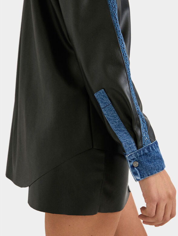 Denim shirt wth leather effect - 6