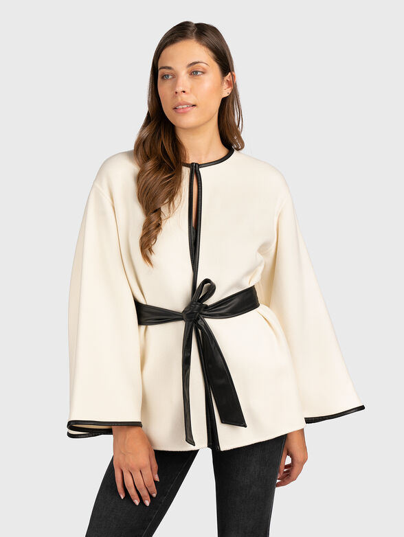 Jacket with wide sleeves and contrasting belt - 1