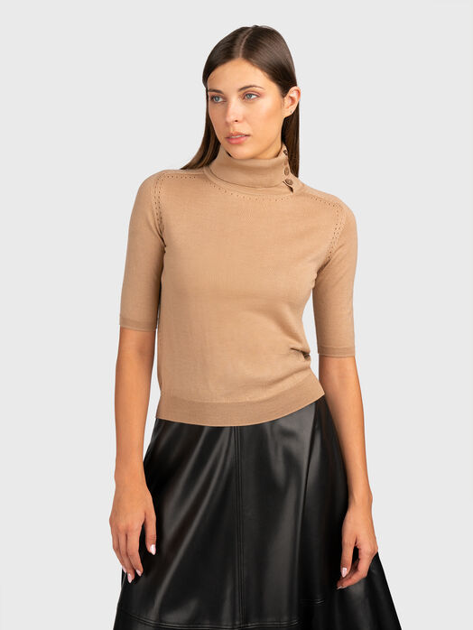 Sweater with short sleeves and polo collar