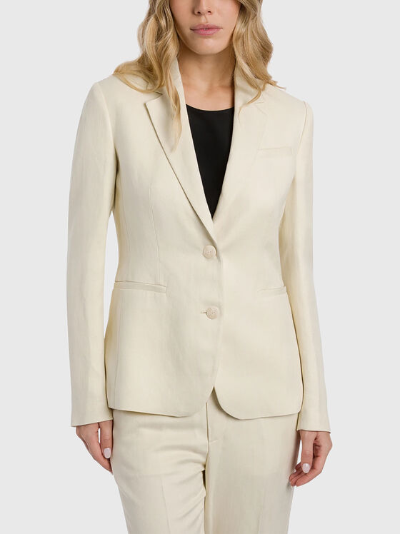 Single-breasted linen blend blazer - 1