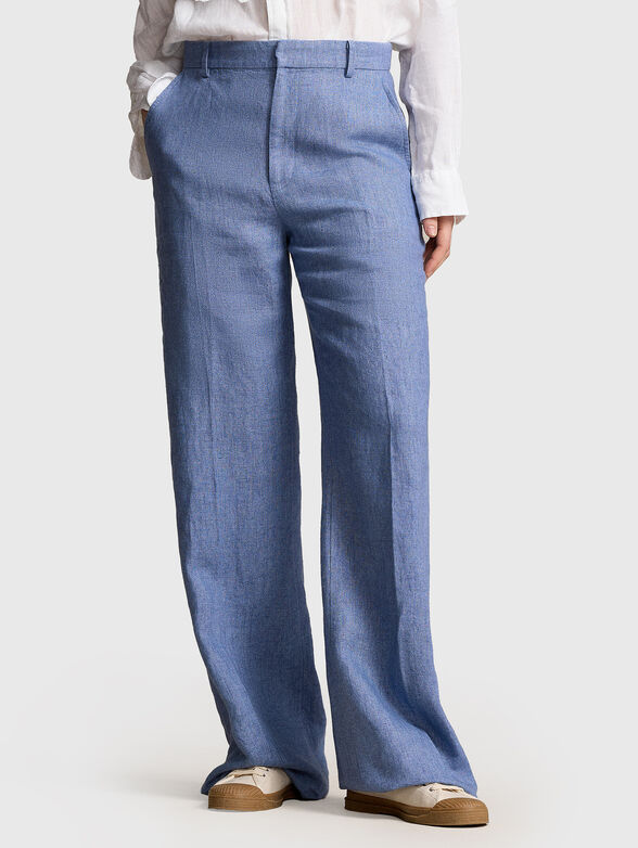 Linen blue pants with edge - 1